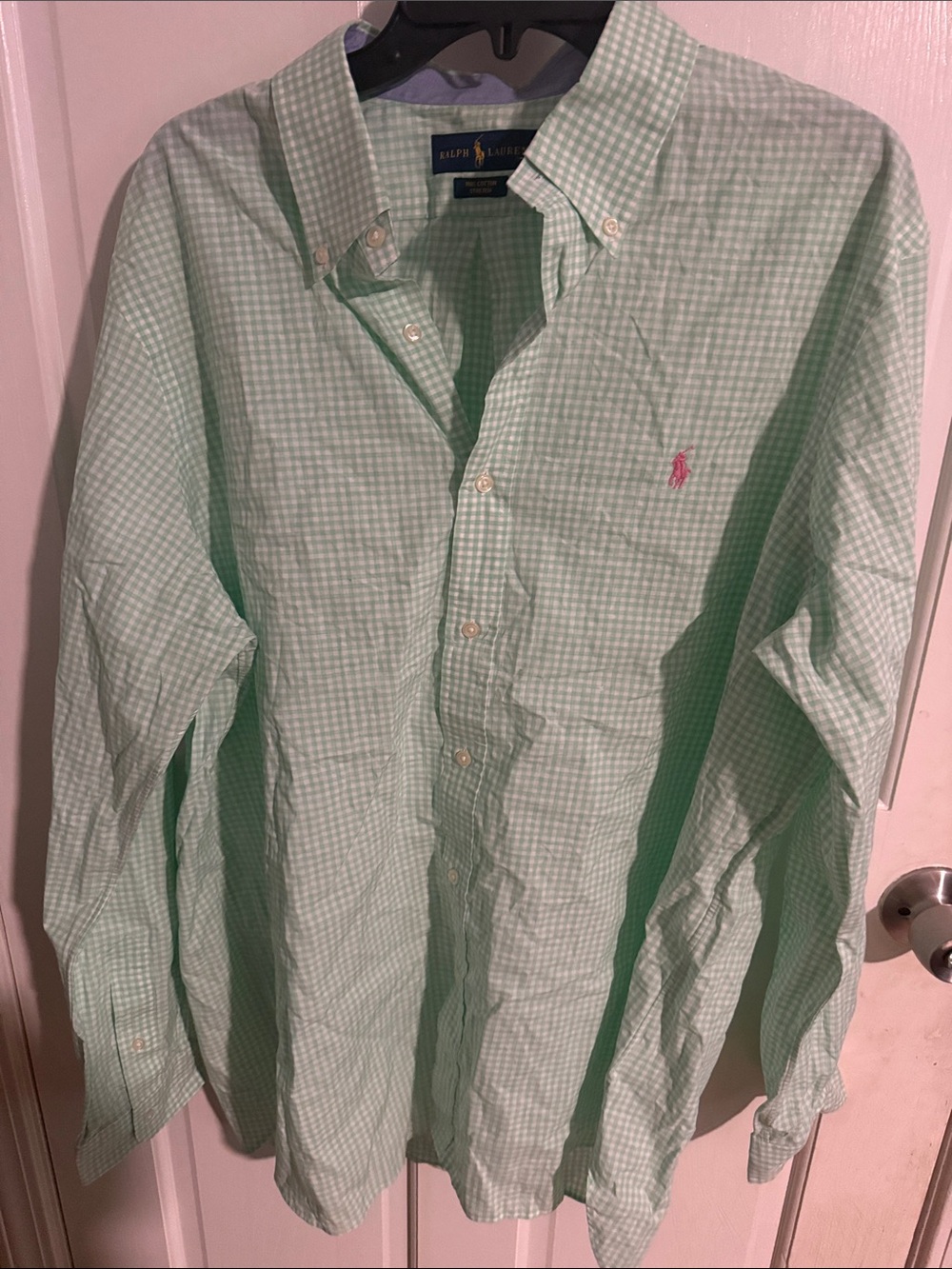 Ralph Lauren Light Green Gingham Button-Down Shirt